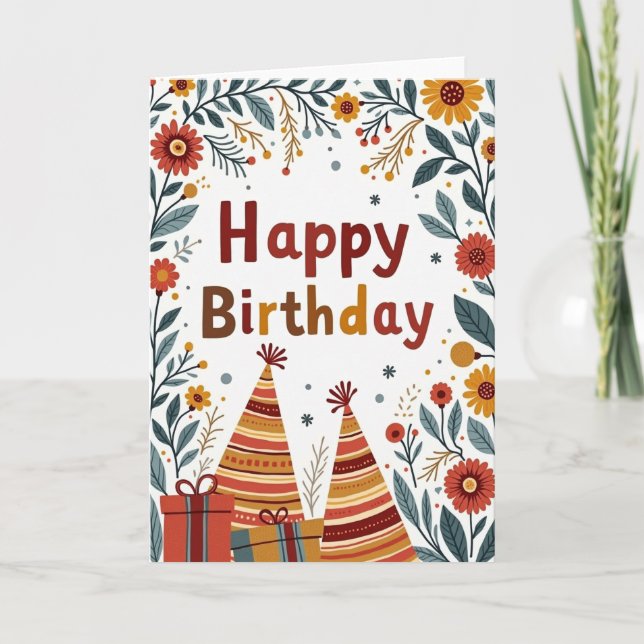 Tarjeta Botánica de Cumpleaños Dulce (Anverso)