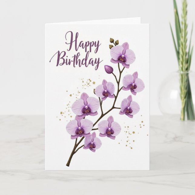 Tarjeta Botánica de Cumpleaños Elegante (Anverso)