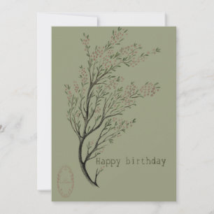 tarjeta botánica de cumpleaños feliz