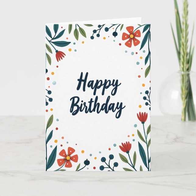 Tarjeta Botánica de Deseos de Cumpleaños (Anverso)