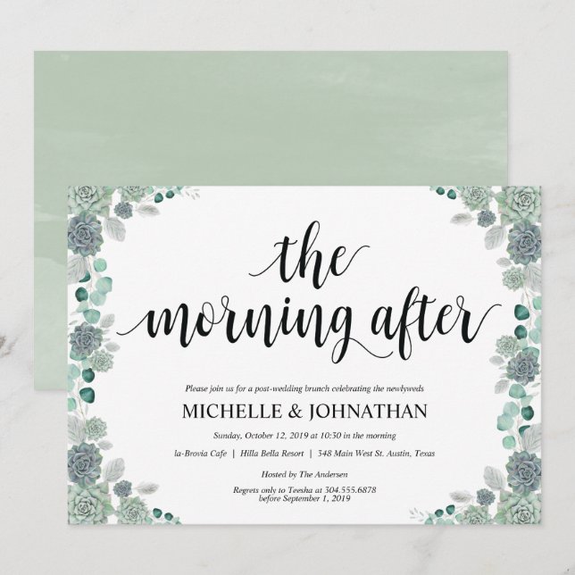 Tarjeta botánica de la invitación del brunch de la (Anverso / Reverso)