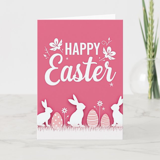Tarjeta Botánica de Pascua en Fuchsia (Anverso)