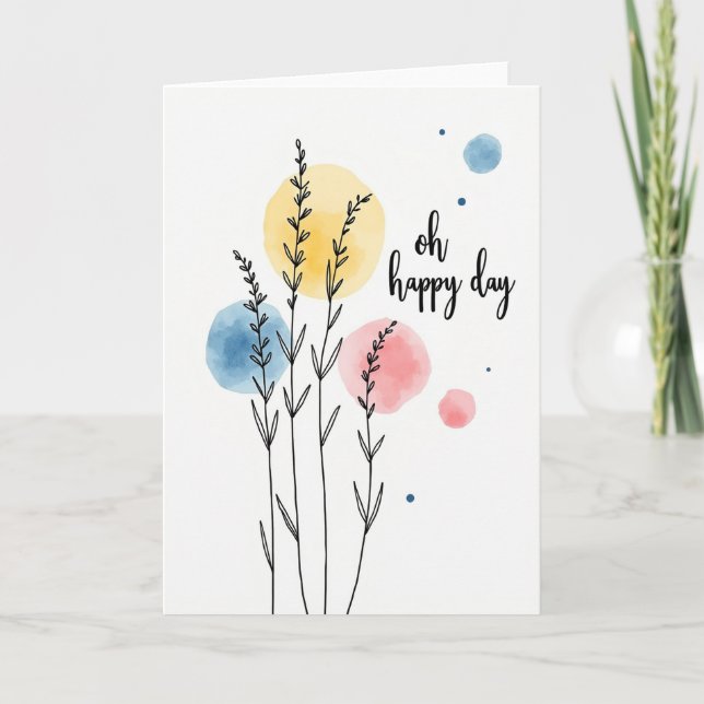 Tarjeta botánica de pastel de cumpleaños dulce (Anverso)