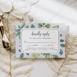 Tarjeta Botanica RSVP Con Elección De Comidas