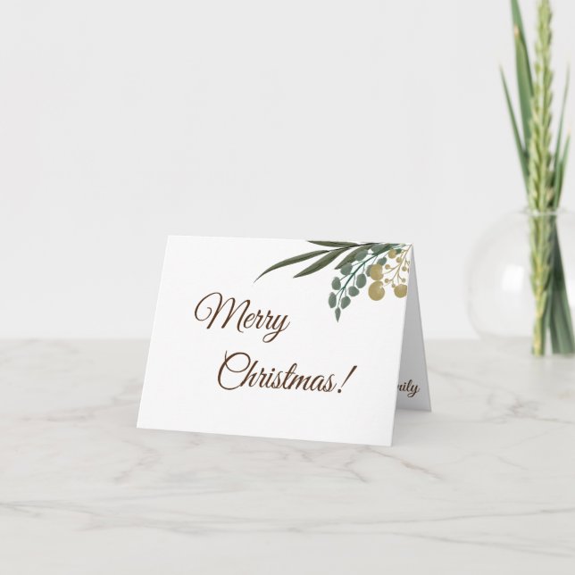 Tarjeta Botánica y eucalipto deja regalo a los Navidades (Anverso)