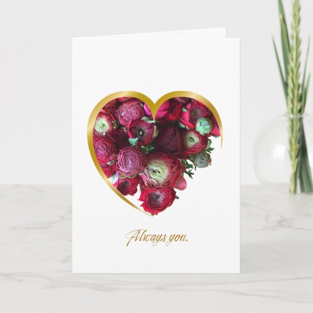 Tarjeta Botanical Valentine’s Day Card – Floral Heart with (Anverso)