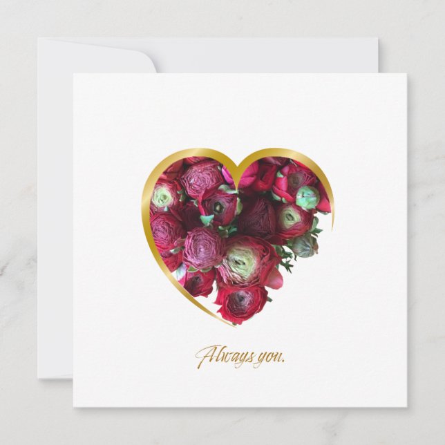 Tarjeta Botanical Valentine’s Day Card – Floral Heart with (Anverso)