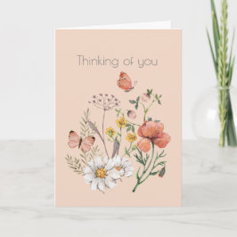 Tarjeta Botánico Flor Silvestre Boho Pensando en Ti
