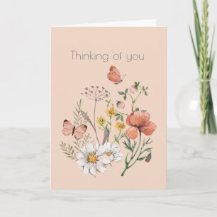 Tarjeta Botánico Flor Silvestre Boho Pensando en Ti