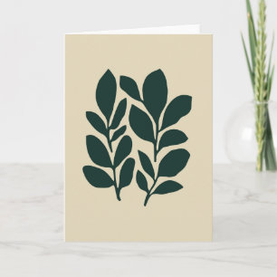 Tarjeta Botánico Verde Minimalista En Blanco Chic Para Tod