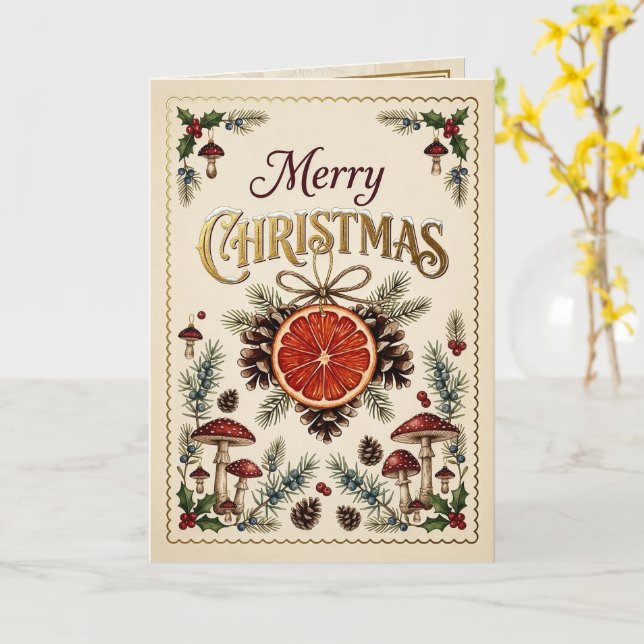 Tarjeta Botánicos Navideños Vintage (flor amarilla)