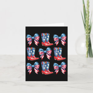 Tarjeta Botas con lazo y bandera americana vaquera 4 de ju