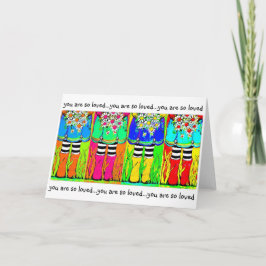 Tarjeta Botas de lluvia y margaritas, primavera, charcos f