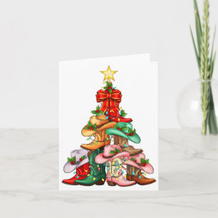 Tarjeta Botas de vaquera occidentales de árbol de Navidad,