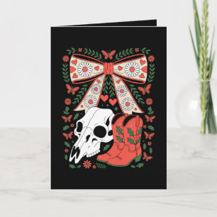 Tarjeta Botas de vaquero de Navidad góticas cráneo lazo ac