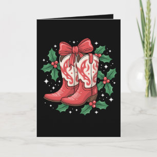 Tarjeta Botas de vaquero de Navidad lazo de acebo occident