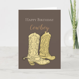 Tarjeta Botas de Vaquero Marrones Cumpleaños