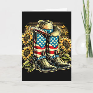 Tarjeta Botas de Vaquero Sombrero Bandera Americana Giraso