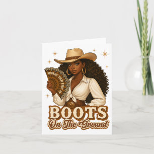 Tarjeta Botas en el suelo Juneteenth vaquera donde aquello