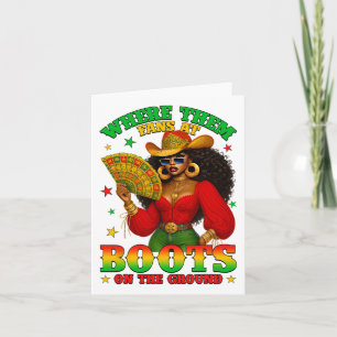 Tarjeta Botas en el suelo Juneteenth vaquera donde estan 