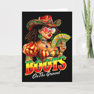 Tarjeta Botas en el suelo mujer afro negra vaquera negra