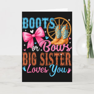 Tarjeta Botas o lazos Hermana mayor te ama Revelación de g
