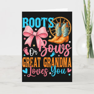 Tarjeta Botas o lazos La bisabuela te ama Revelación de gé