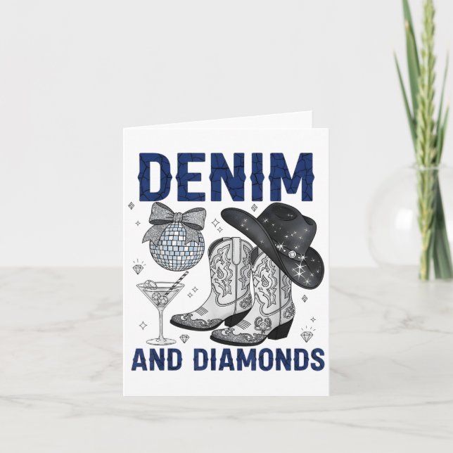 Tarjeta Botas Vaqueras De Mujer Denim Y Diamantes Rodeo (Anverso)