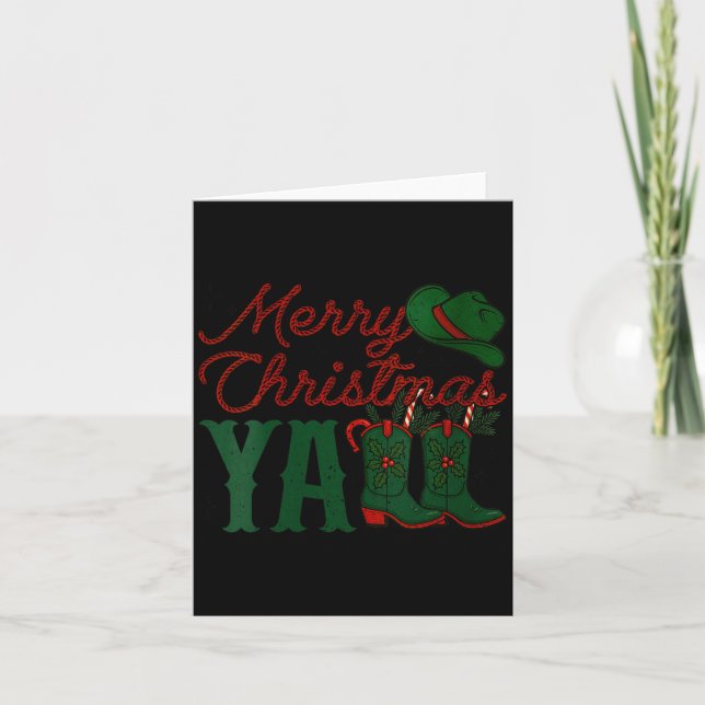 Tarjeta Botas vaqueras de Navidad para mujeres occidentale (Anverso)