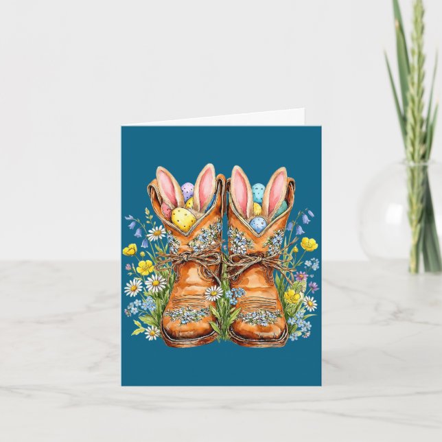 Tarjeta Botas vaqueras occidentales de Pascua orejas de co (Anverso)