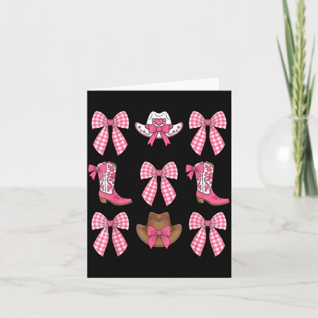 Tarjeta Botas y sombreros de vaquera con lazo coquette mon (Anverso)