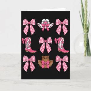 Tarjeta Botas y sombreros de vaquera rosados con lazo coqu