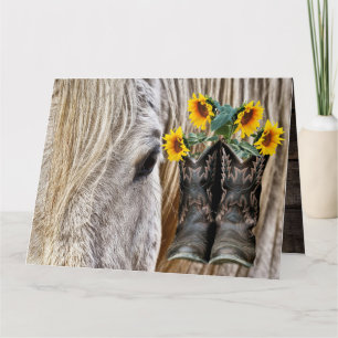 Tarjeta Bote de bovino de caballo Sunflowers Horseshoe