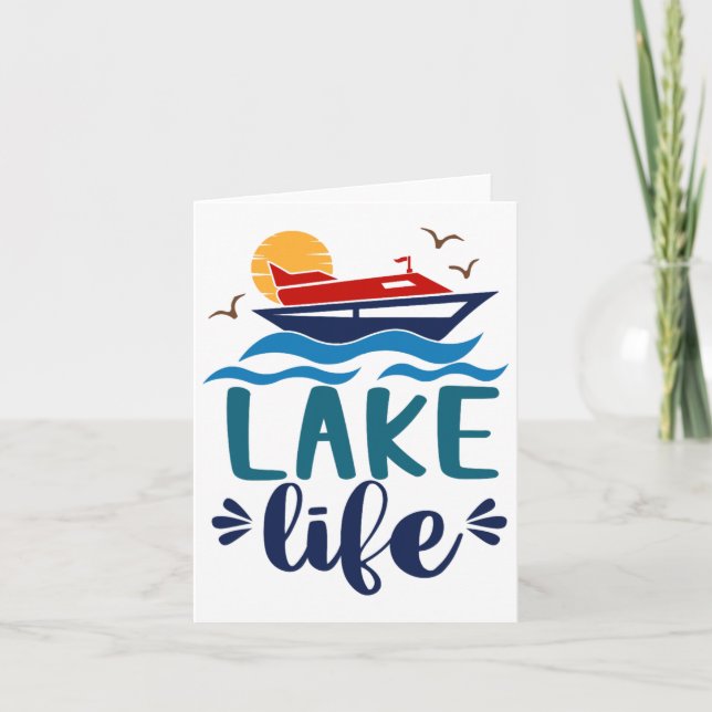 Tarjeta Bote de Lake Life Hola Vibes de verano Vacaciones  (Anverso)