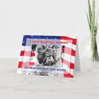 Tarjeta Bote Graduado Graduado Gracioso Perro Pug Grumpy