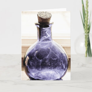 Tarjeta Botella azul envejecida