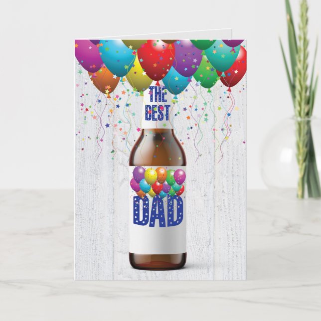 Tarjeta Botella de cerveza de fiesta de cumpleaños de papá (Anverso)