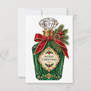 Tarjeta Botella de perfume verde oscuro vintage Feliz Navi