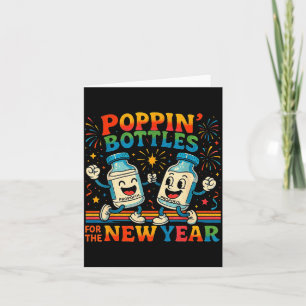 Tarjeta Botellas de Pn para el año nuevo Enfermera diverti