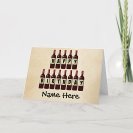 Tarjeta Botellas de vino de cumpleaños felices personaliza