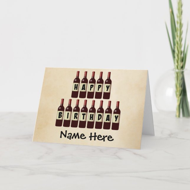 Tarjeta Botellas de vino de cumpleaños felices personaliza (Anverso)