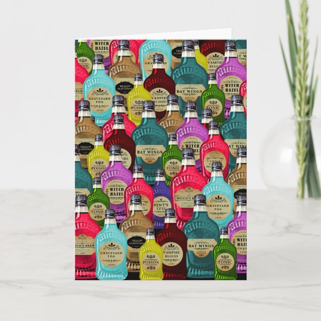 Tarjeta Botellas del tónico del boticario de la poción (Anverso)