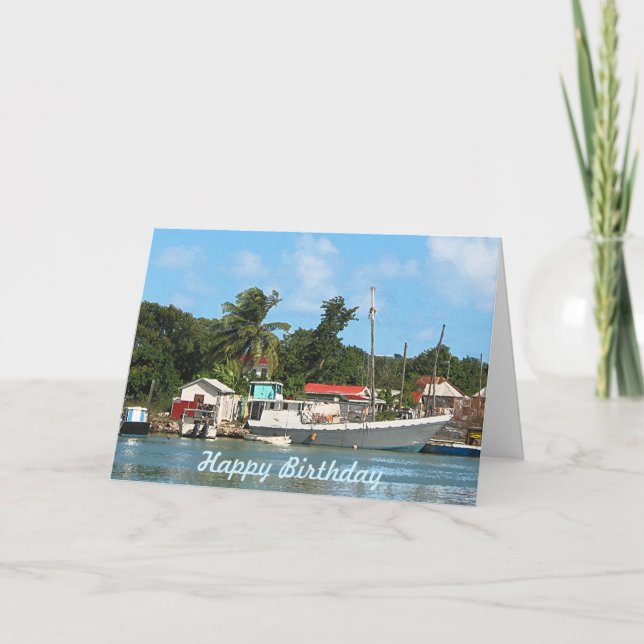 Tarjeta Botes atracados Antigua (Anverso)