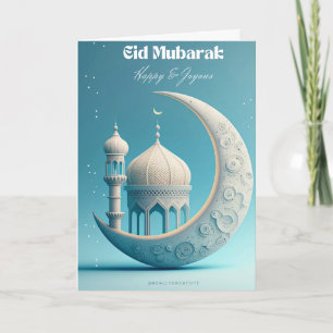 Tarjeta Botón de diseño elegante de luna y estrellas Eid M
