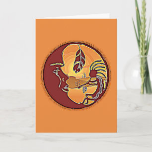 Tarjeta Botón de paisaje - Pluma de la luna de Kokopelli 1
