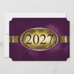 Tarjeta Botón Floral Dorado y Morado 2027