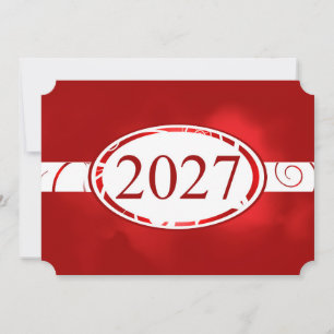 Tarjeta Botón Floral Rojo y Blanco 2027
