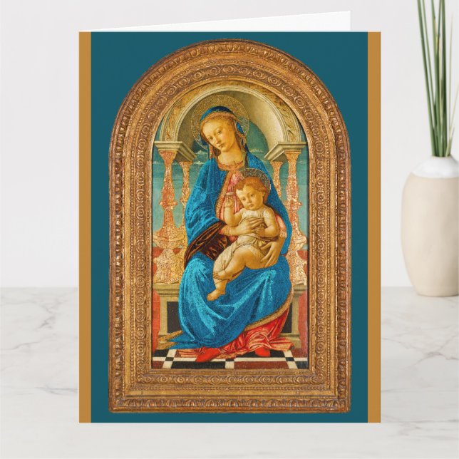 Tarjeta Botticelli (1445-1510) Madonna & Child Enthroned (Anverso)