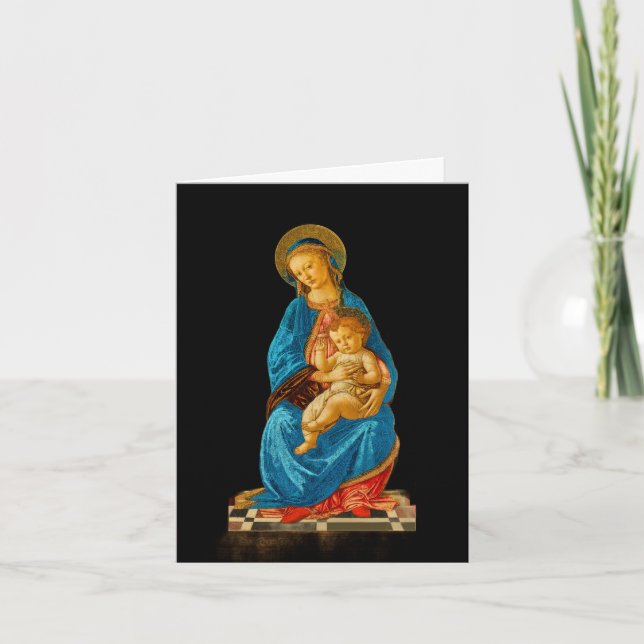 Tarjeta Botticelli Madonna y Niño entronizados (Anverso)