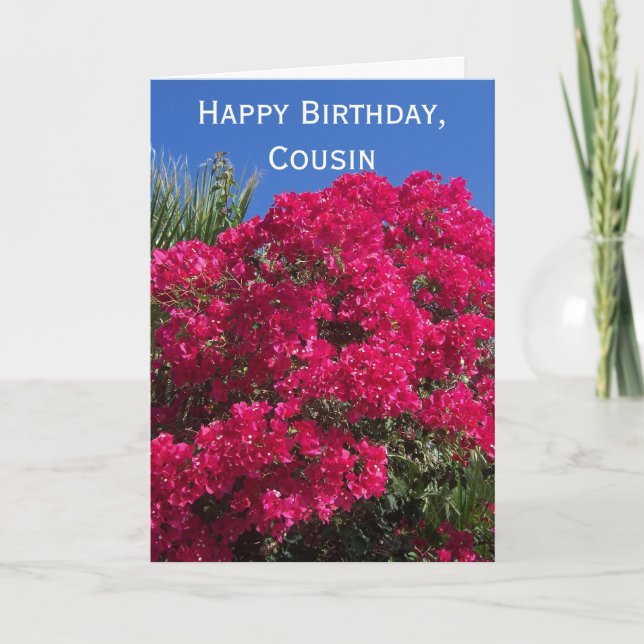 Tarjeta Bougainvillea Primo Personalizado Cumpleaños (Anverso)